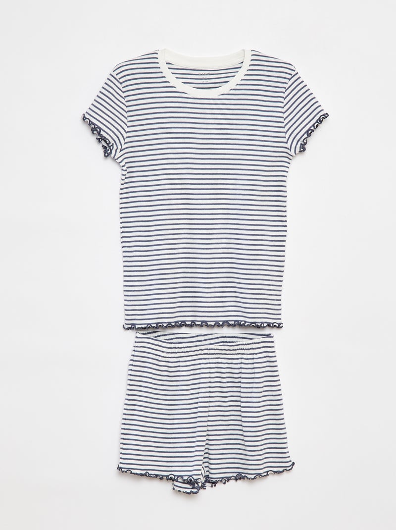 Pigiama corto t-shirt + shorts a coste - 2 pezzi Grigio - Kiabi