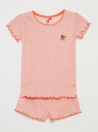 Pigiama corto t-shirt + shorts a righe - 2 pezzi