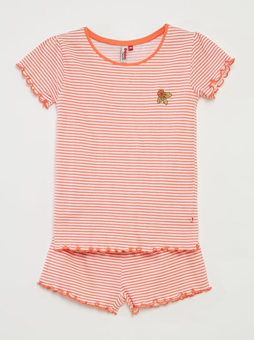 Pigiama corto t-shirt + shorts a righe - 2 pezzi - Kiabi