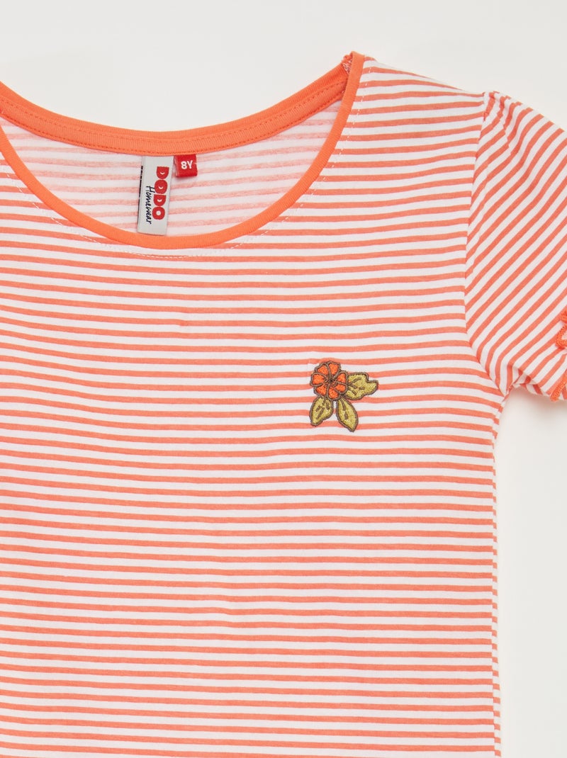 Pigiama corto t-shirt + shorts a righe - 2 pezzi ARANCIONE - Kiabi