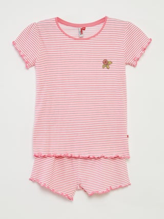 Pigiama corto t-shirt + shorts a righe - 2 pezzi