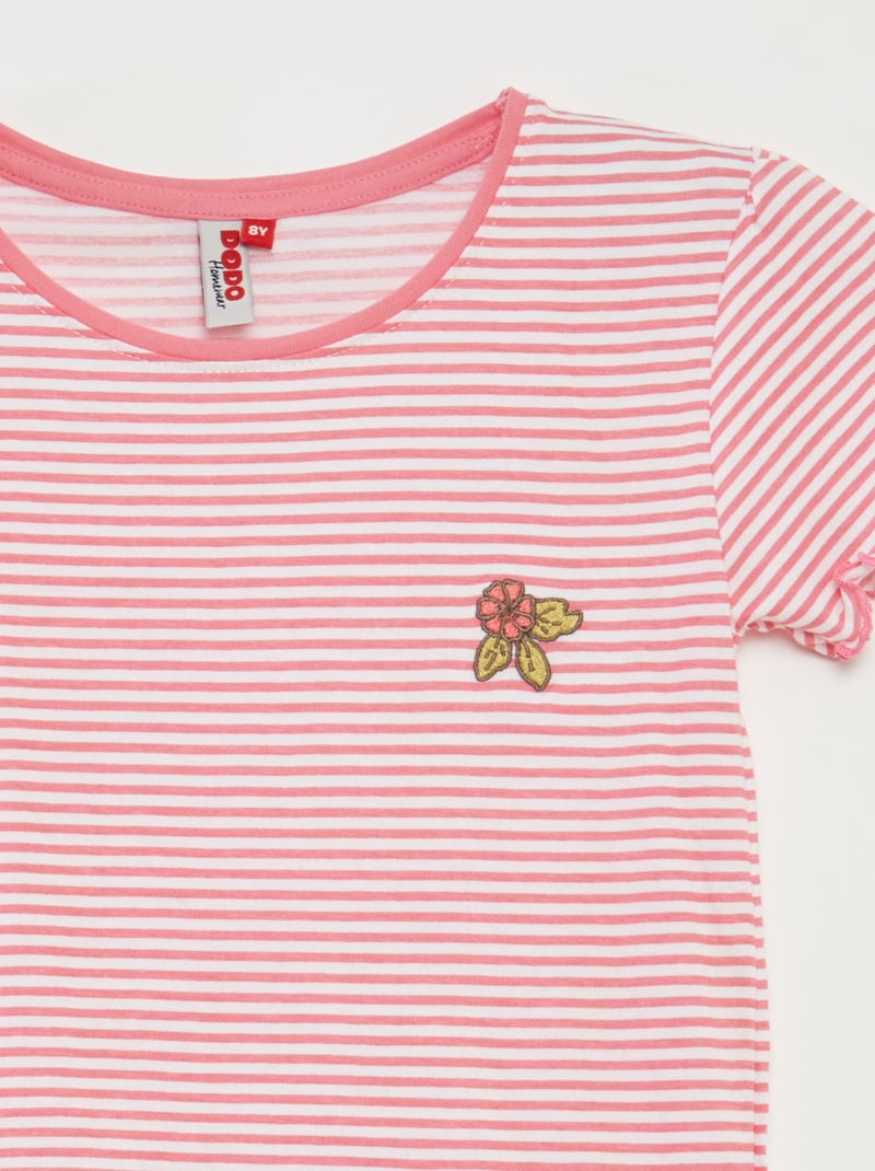 Pigiama corto t-shirt + shorts a righe - 2 pezzi ROSA - Kiabi