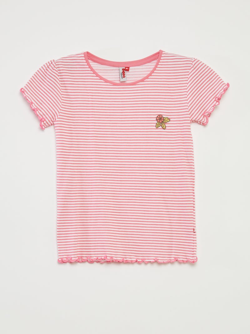 Pigiama corto t-shirt + shorts a righe - 2 pezzi ROSA - Kiabi