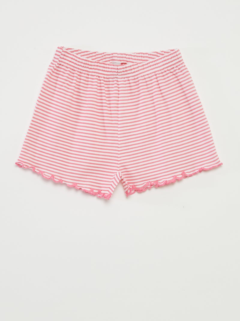 Pigiama corto t-shirt + shorts a righe - 2 pezzi ROSA - Kiabi