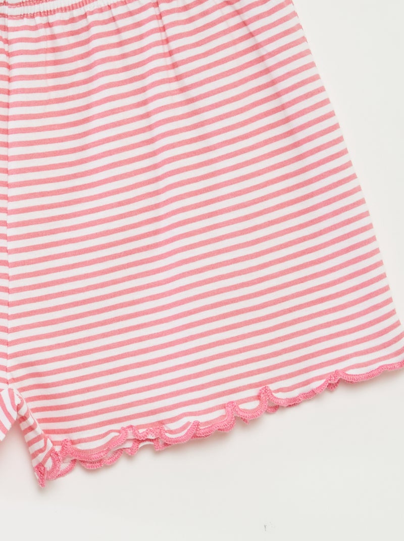 Pigiama corto t-shirt + shorts a righe - 2 pezzi ROSA - Kiabi