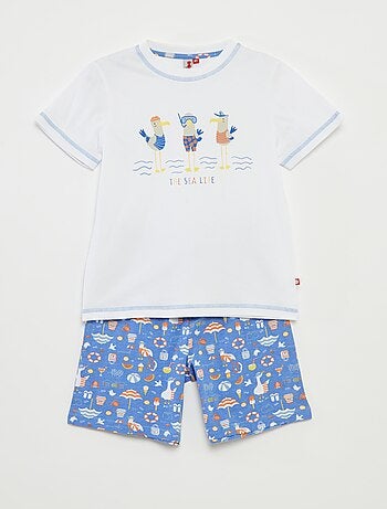 Pigiama corto t-shirt + shorts con stampa - 2 pezzi