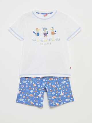 Pigiama corto t-shirt + shorts con stampa - 2 pezzi
