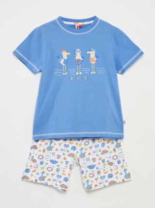Pigiama corto t-shirt + shorts con stampa - 2 pezzi
