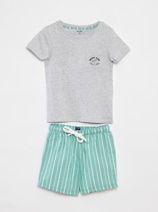 Pigiama corto t-shirt + shorts in popeline - 2 pezzi