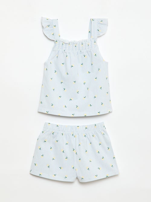 Pigiama corto top con volant + shorts - 2 pezzi - Kiabi