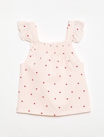 Pigiama corto top con volant + shorts - 2 pezzi