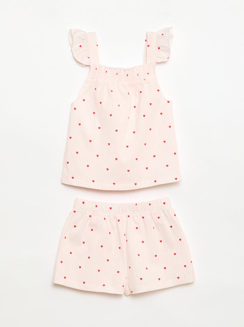 Pigiama corto top con volant + shorts - 2 pezzi - Kiabi