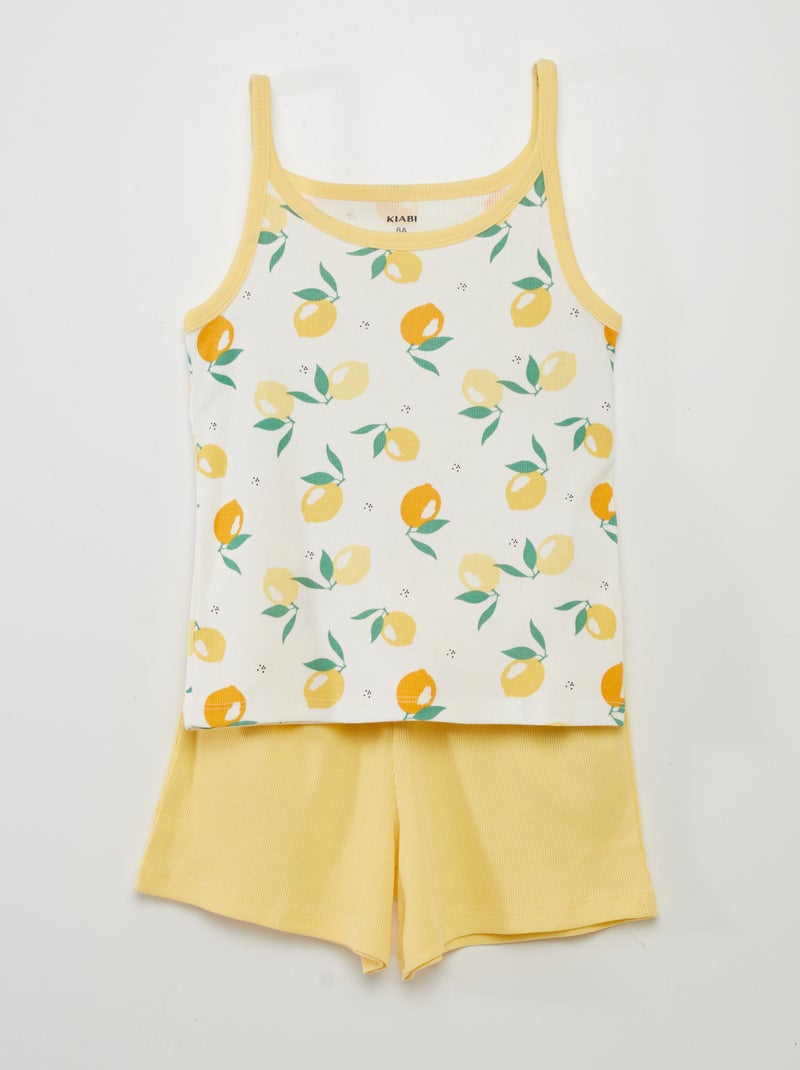 Pigiama corto top + shorts - 2 pezzi GIALLO - Kiabi