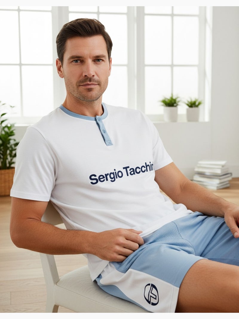 Pigiama Corto Uomo SERGIO TACCHINI Bianco/Azzurro cielo - Kiabi