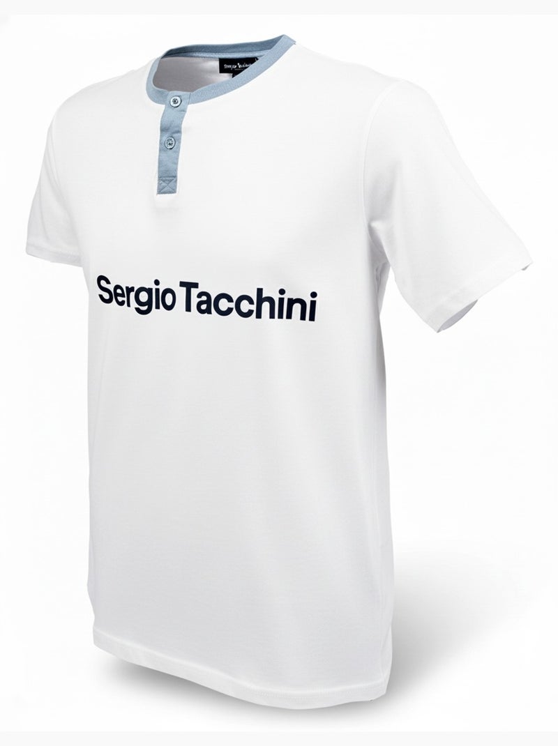 Pigiama Corto Uomo SERGIO TACCHINI Bianco/Azzurro cielo - Kiabi
