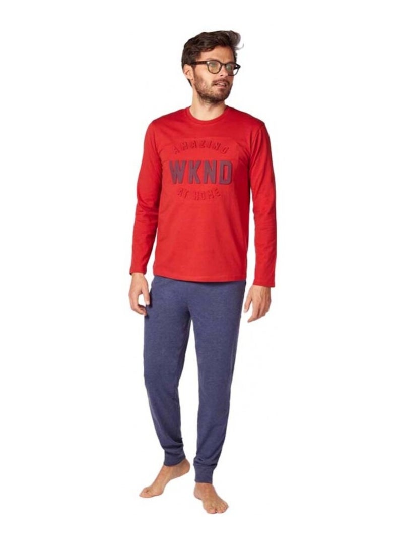 Pigiama COTONE ALAN BROWN Blu Rosso - Kiabi