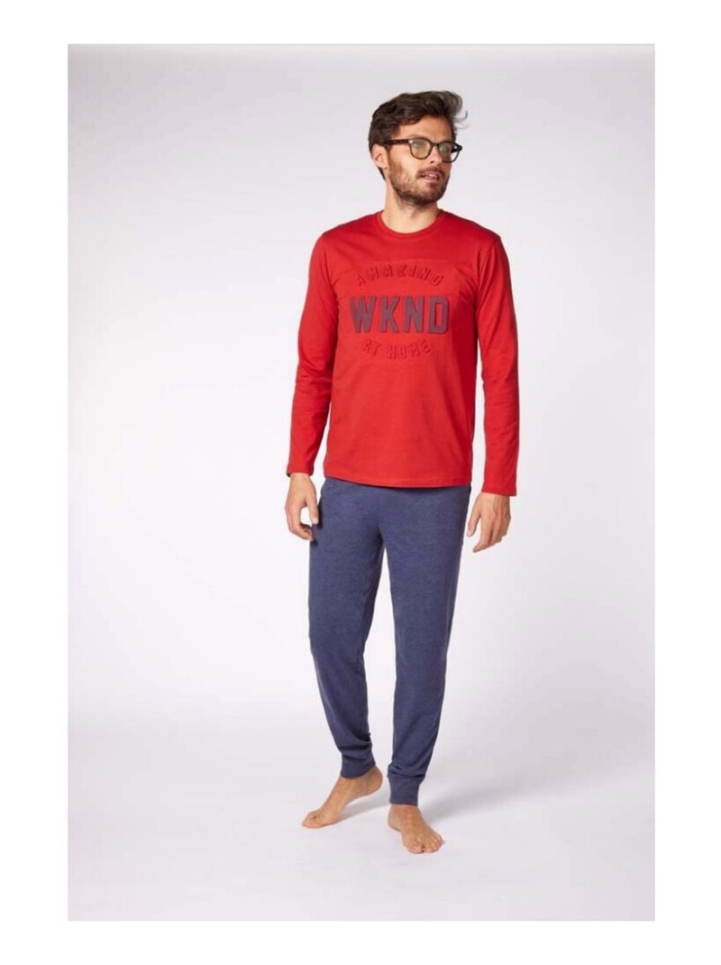 Pigiama COTONE ALAN BROWN Blu Rosso - Kiabi