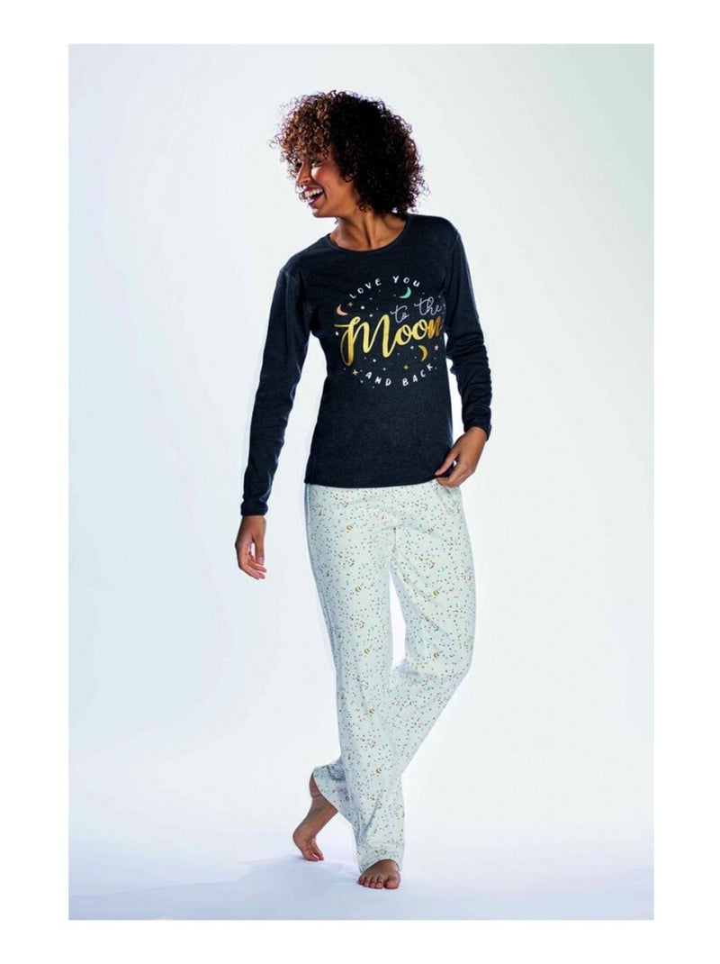 Pigiama cotone donna MELISSA BROWN - Confezione da 2 Blu Grigio Blu - Kiabi