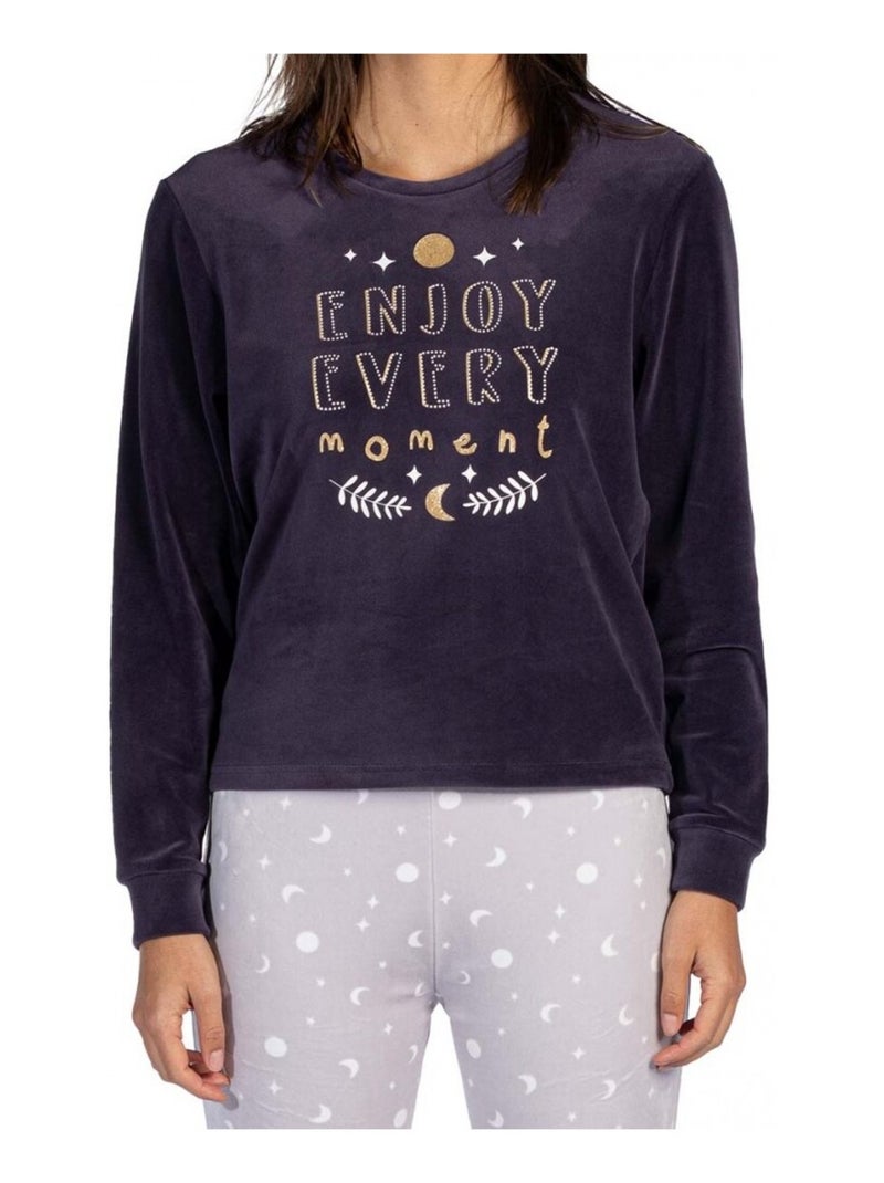 Pigiama cotone donna MELISSA BROWN Blu grigio - Kiabi