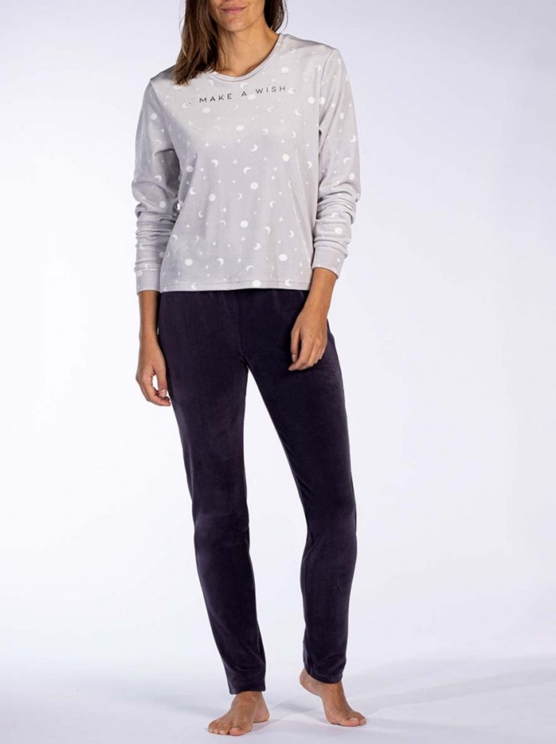 Pigiama cotone donna MELISSA BROWN Grigio blu - Kiabi