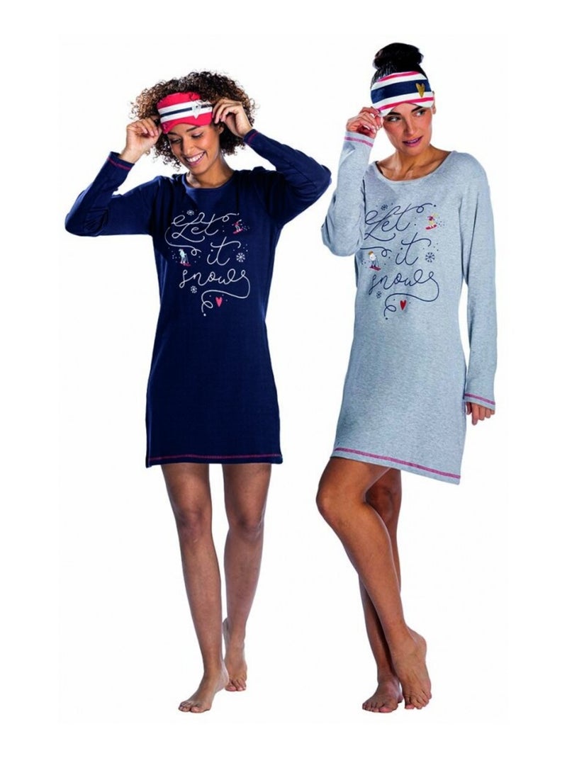 Pigiama cotone MELISSA BROWN - Confezione da 2 Blu grigio - Kiabi