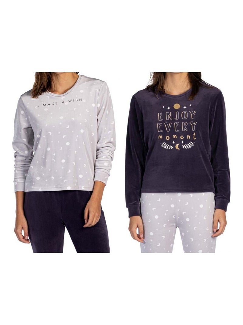 Pigiama cotone MELISSA BROWN - Confezione da 2 Grigio blu grigio - Kiabi