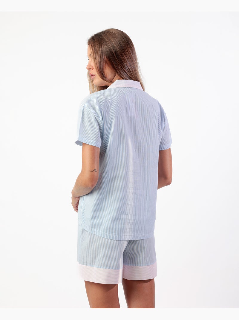 Pigiama da casa a righe a maniche corte da donna ADMAS HOME Blu - Kiabi
