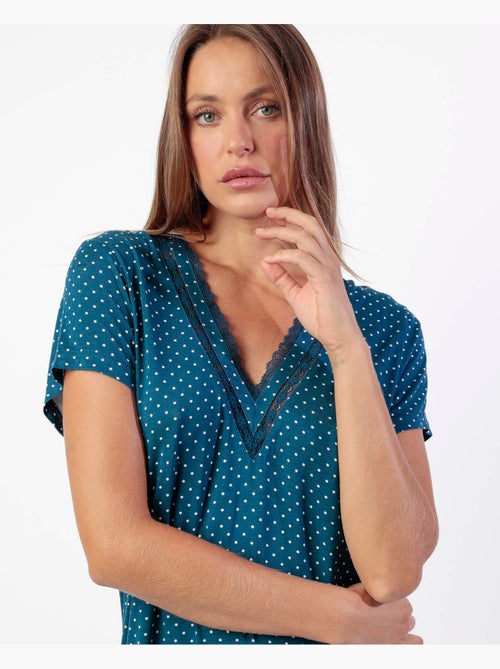 Pigiama da donna ADMAS CLASSIC a maniche corte con pizzo a pois - Kiabi Pigiama da donna ADMAS CLASSIC a maniche corte con pizzo a pois - Kiabi