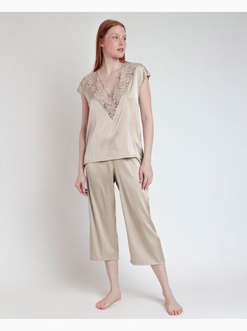 Pigiama da donna ADMAS CLASSIC in raso e guipure con maniche scese - Kiabi