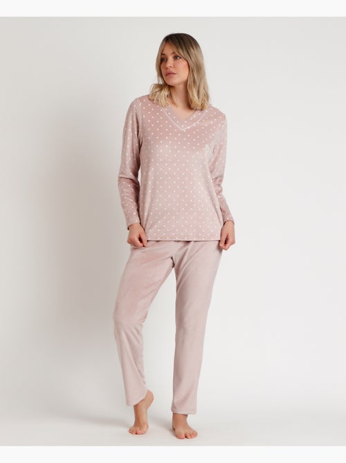 Pigiama da donna ADMAS CLASSIC in velluto a maniche lunghe con pois e pizzo - Kiabi Pigiama da donna ADMAS CLASSIC in velluto a maniche lunghe con pois e pizzo - Kiabi