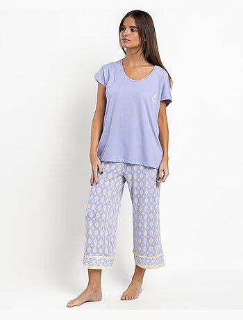 Pigiama da donna ADMAS con maniche scese color lavanda e burro