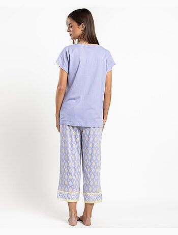 Pigiama da donna ADMAS con maniche scese color lavanda e burro