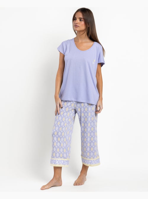 Pigiama da donna ADMAS con maniche scese color lavanda e burro - Kiabi Pigiama da donna ADMAS con maniche scese color lavanda e burro - Kiabi