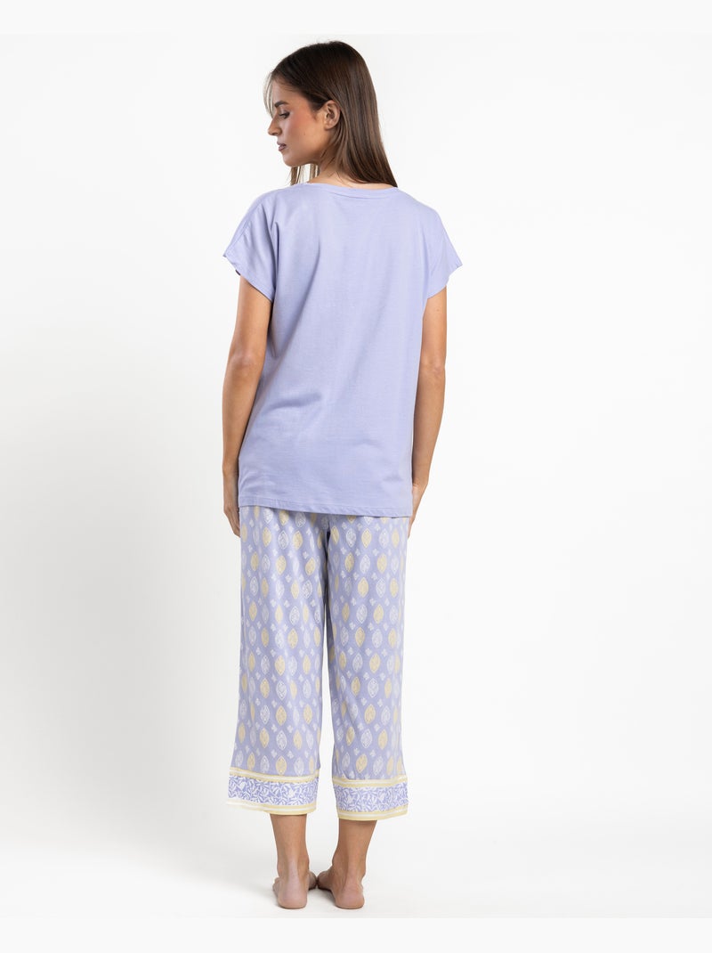 Pigiama da donna ADMAS con maniche scese color lavanda e burro Malva - Kiabi