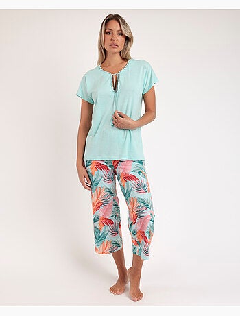Pigiama da donna ADMAS GARDEN con maniche scese in foglie colorate