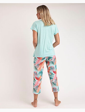 Pigiama da donna ADMAS GARDEN con maniche scese in foglie colorate