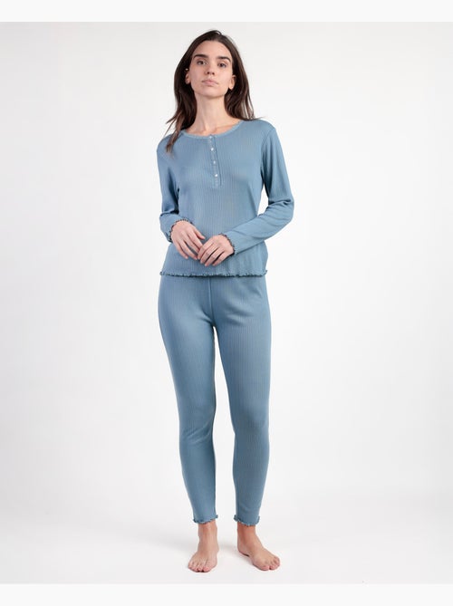 Pigiama da donna ADMAS HOME con patta a costine morbide e maniche lunghe - Kiabi Pigiama da donna ADMAS HOME con patta a costine morbide e maniche lunghe - Kiabi