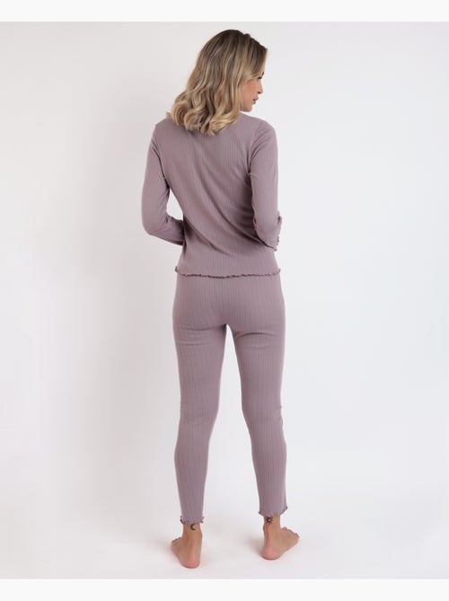 Pigiama da donna ADMAS HOME con patta a costine morbide e maniche lunghe - Kiabi Pigiama da donna ADMAS HOME con patta a costine morbide e maniche lunghe - Kiabi