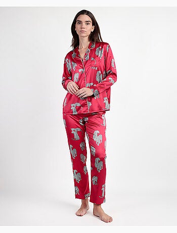 Pigiama da donna ADMAS LUXURY in raso con maniche lunghe Jungle Fever