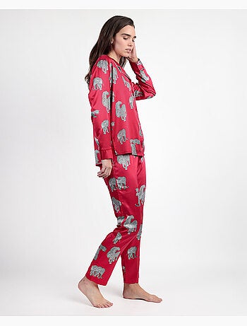 Pigiama da donna ADMAS LUXURY in raso con maniche lunghe Jungle Fever