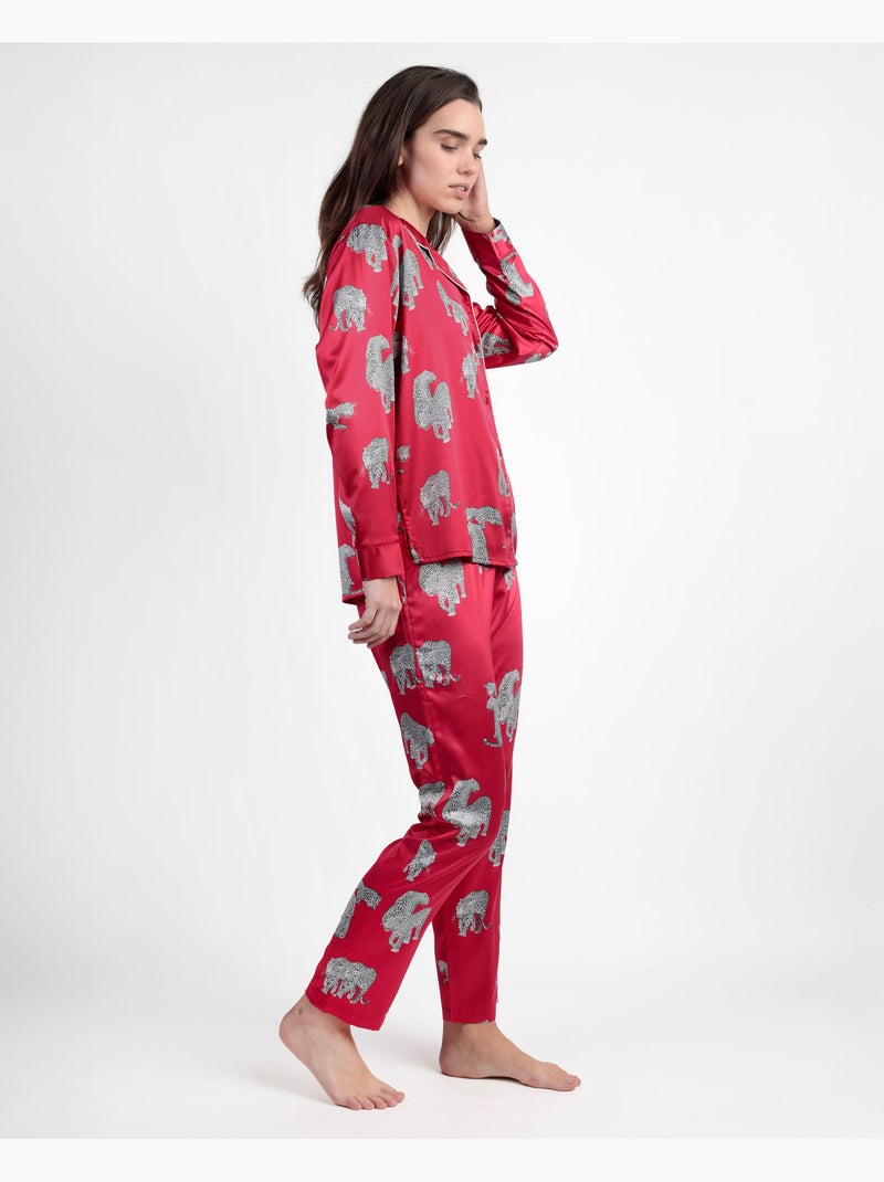 Pigiama da donna ADMAS LUXURY in raso con maniche lunghe Jungle Fever Rosa fucsia - Kiabi