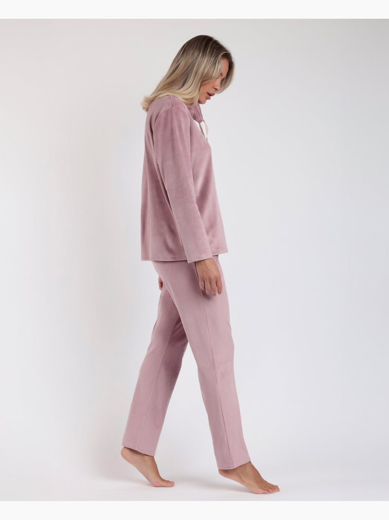 Pigiama da donna ADMAS LUXURY in velluto a maniche lunghe Rosa chiaro - Kiabi