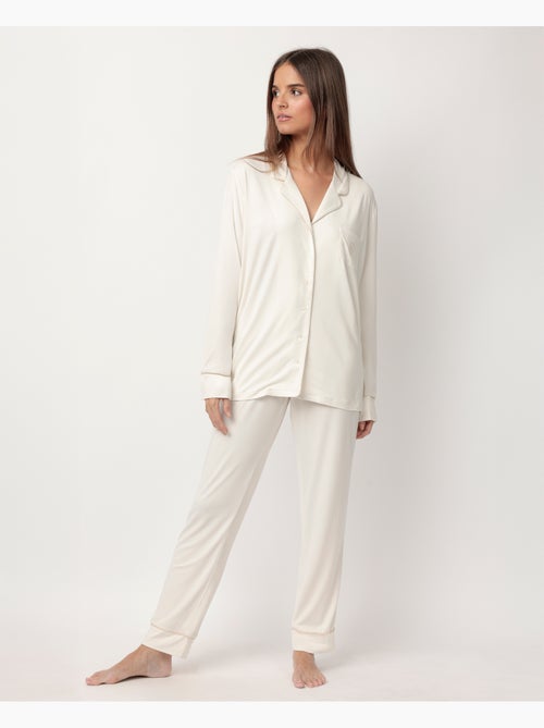 Pigiama da notte aperto morbido a maniche lunghe da donna ADMAS CLASSIC - Kiabi Pigiama da notte aperto morbido a maniche lunghe da donna ADMAS CLASSIC - Kiabi