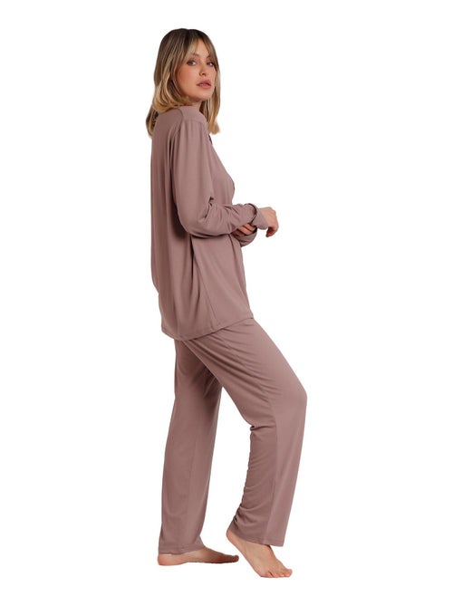 Pigiama da notte aperto morbido a maniche lunghe da donna ADMAS CLASSIC - Kiabi