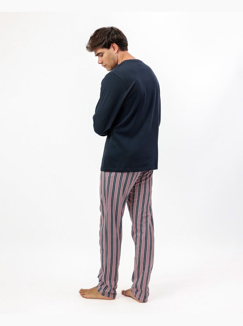 Pigiama da uomo a maniche lunghe ADMAS CLASSIC Blu marino - Kiabi