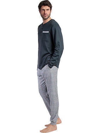 Pigiama da uomo ADMAS CLASSIC Harris a maniche lunghe con bottoni sul davanti
