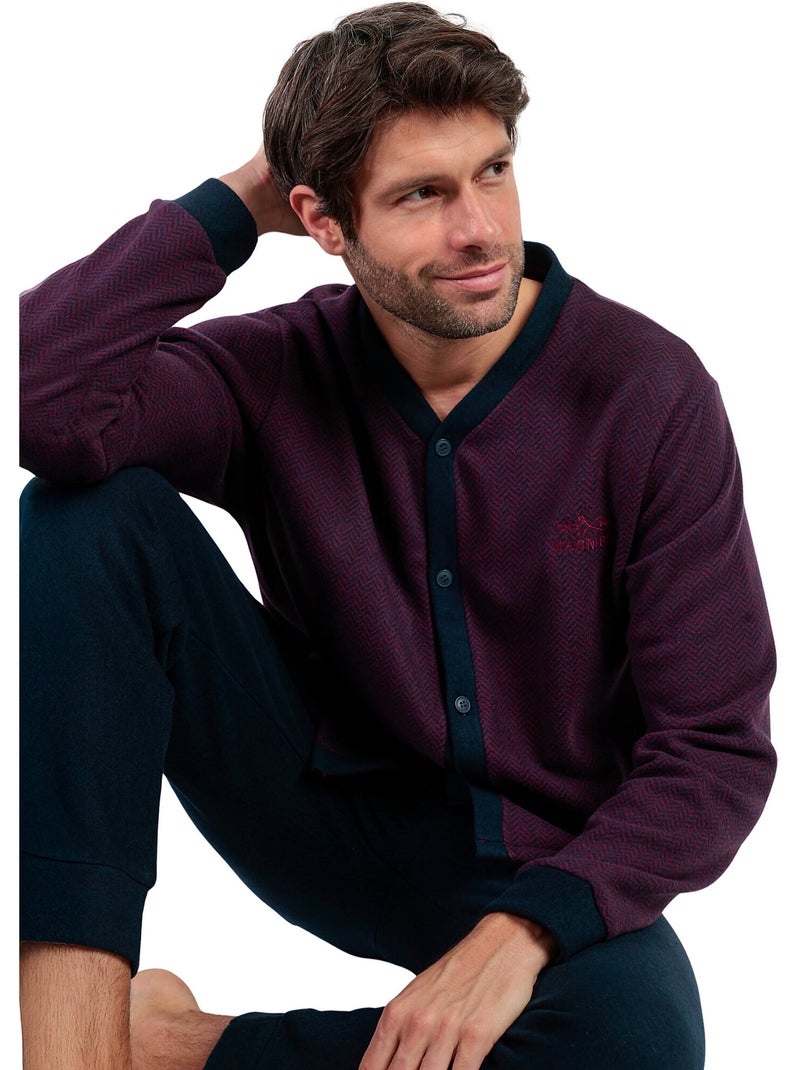 Pigiama da uomo ADMAS MAGNIFIC Claret a maniche lunghe con patta aperta Bordeaux - Kiabi