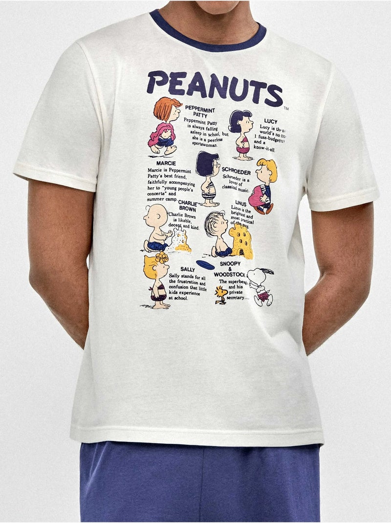 Pigiama da uomo con stampa Peanuts Ecru - Kiabi