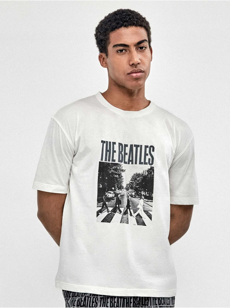 Pigiama da uomo con stampa The Beatles Bianco - Kiabi