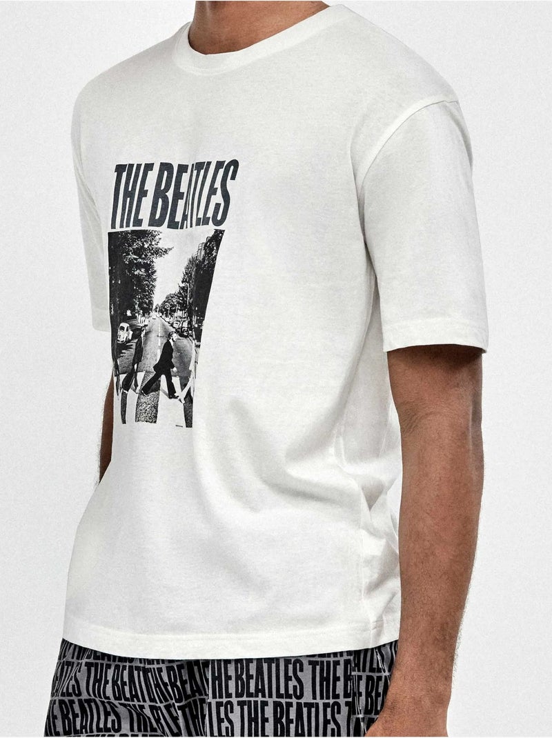 Pigiama da uomo con stampa The Beatles Bianco - Kiabi